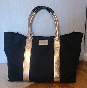 Victoria's Secret Rose Gold and Black Tote Bag Weekend Purse XL